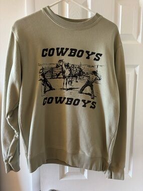 Cowboys Graphic Crewneck Sweatshirt - Sage Green- John Galt